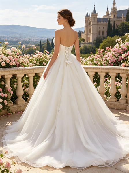Simple Strapless Bridal Ball Gown,Classic Bridal Ballgown,WD01079