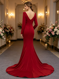 Red Wedding Dress With Sleeve,Modest Wedding Dress,WD01078