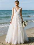 A-line Wedding Dress,Floral Lace Wedding Dress,WD00411