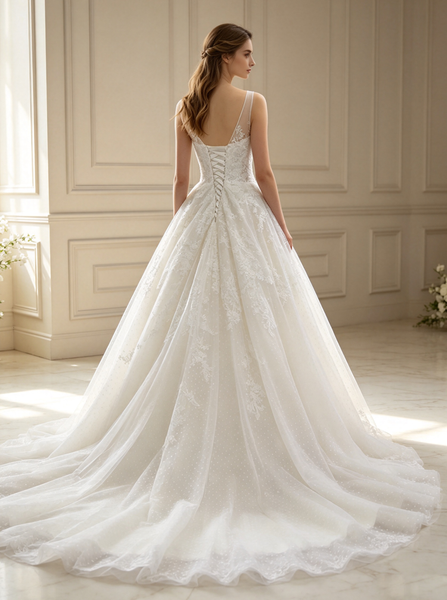 White Princess Wedding Dresses,Corset Bridal Gown,WD00394