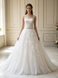 White Princess Wedding Dresses,Corset Bridal Gown,WD00394