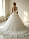 Princess Wedding Gown,Elegant Wedding Dress with Beaded Bodice,WD00393