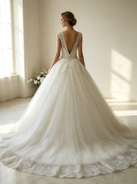 Princess Wedding Gown,Elegant Wedding Dress with Beaded Bodice,WD00393