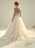 Sheath Wedding Dress with Detachable Skirt,Stunning Wedding Dress Illusion,WD00390