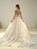 Sheath Wedding Dress with Detachable Skirt,Stunning Wedding Dress Illusion,WD00390