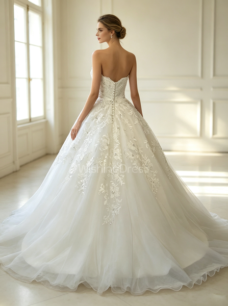 Classic Wedding Gown,A-line Sweetheart Bridal Gown,WD00389