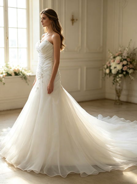 Pleated Mermaid Wedding Dresses,Sweetheart Bridal Dress,WD00387
