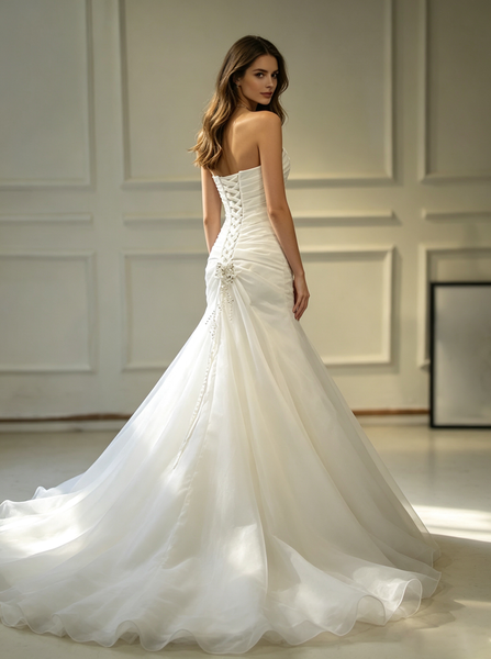 Pleated Mermaid Wedding Dresses,Sweetheart Bridal Dress,WD00387