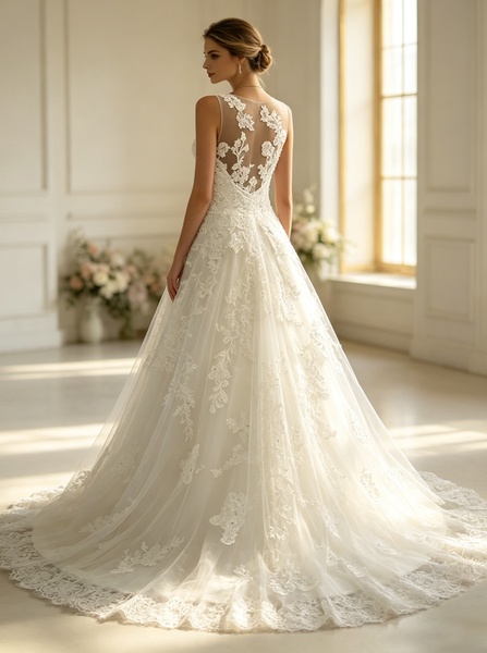 Lace Wedding Dress,A-line Classic Bridal Dress,WD00386