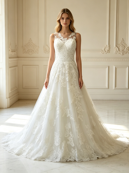 Lace Wedding Dress,A-line Classic Bridal Dress,WD00386