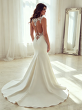 Ivory Mermaid Wedding Dresses,Illusion Wedding Dress,WD00368