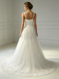 Mermaid Wedding Dress with Straps,Tulle white Bridal Dress,WD00385
