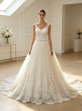A-line Princess Bridal Dresses,Classic Modest Wedding Gown,WD00384