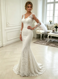 Stylish Wedding Gown With Illusion Sleeves,Luxurious Bridal Gown,WD00407