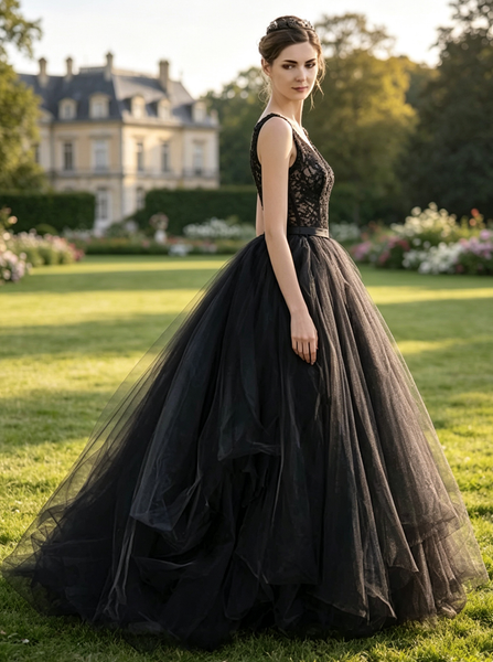 Black Wedding Dresses,Rustic Wedding Dress,WD00511