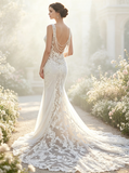 Sexy Mermaid Wedding Dresses,Open Back Fitted Wedding Dress,WD00517
