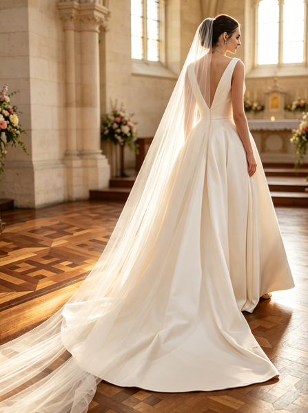 Modern Wedding Dress with Slit,Sexy Satin Wedding Dress,WD00510