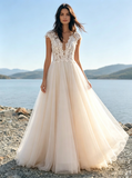 A-line Wedding Dress with Illusion Back,Sexy Bridal Dress,WD00498