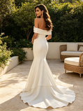 Mermaid Off the Shoulder Wedding Dress,Modern Simple Wedding Dress,WD00507