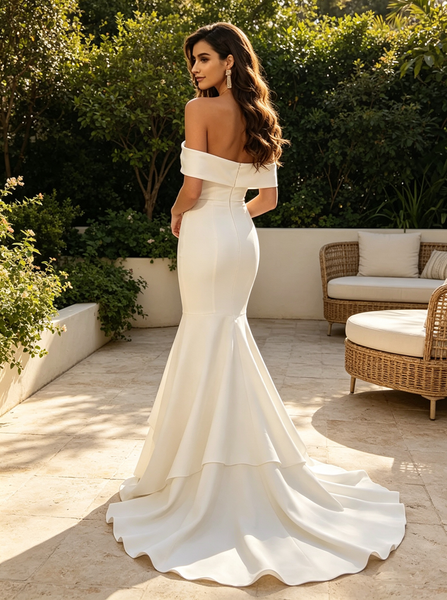 Mermaid Off the Shoulder Wedding Dress,Modern Simple Wedding Dress,WD00507