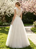 Floor Length Princess Wedding Dress,Outdoor Tulle Wedding Gown,WD00534