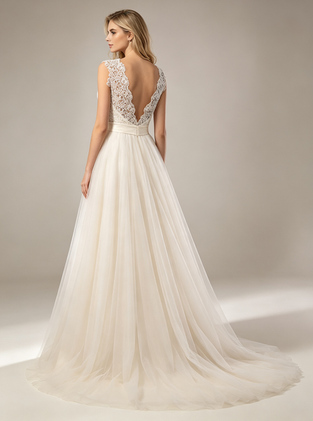 Ivory A-line Outdoor Wedding Dress,Simple Wedding Dress with Straps,WD00525