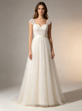 Ivory A-line Outdoor Wedding Dress,Simple Wedding Dress with Straps,WD00525