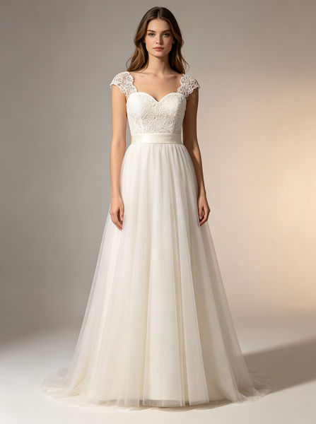 Ivory A-line Outdoor Wedding Dress,Simple Wedding Dress with Straps,WD00525
