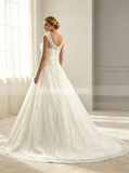 Elegant A-line Lace Wedding Dress,Ivory Scoop Neckline Bridal Dress,WD00521