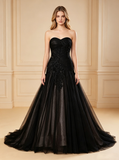 Black Mermaid Wedding Dresses,Unique Pleated Tulle Bridal Dress,WD00562