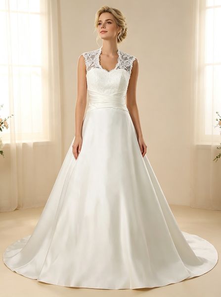 Classic Wedding Dresses,A-line Satin Bridal Dress,WD00564