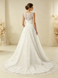 Lace Wedding Dress,Modest A-line Bridal Dress with Belt,WD00563