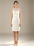 Ivory Lace Wedding Dresses,Knee Length Sheath Wedding Reception Dress,WD00567