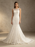 Lace Mermaid Wedding Dress,Modest Wedding Gown,WD00577