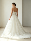 Strapless A-line Wedding Gown,Ivory Beaded Bridal Dress,WD00583