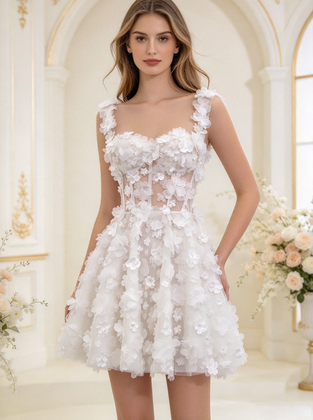 Sweetheart Neck Floral Applique Dress,A-line Sweet 16 Dress,Princess Reception Dress,WS25117139