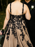 Black Sweetheart Neckline Wedding Dress,Plus Size Bridal Gown,WD012500