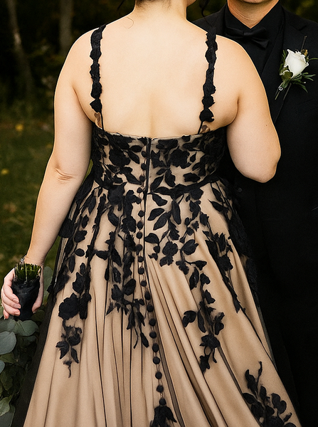 Black Sweetheart Neckline Wedding Dress,Plus Size Bridal Gown,WD012500