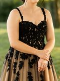 Black Sweetheart Neckline Wedding Dress,Plus Size Bridal Gown,WD012500