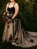 Black Sweetheart Neckline Wedding Dress,Plus Size Bridal Gown,WD012500