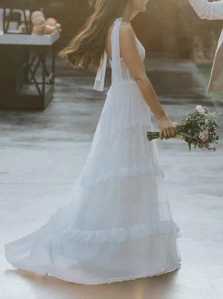 Boho Destination Bridal Dress,See Through Lace Wedding Dress,WS25103113