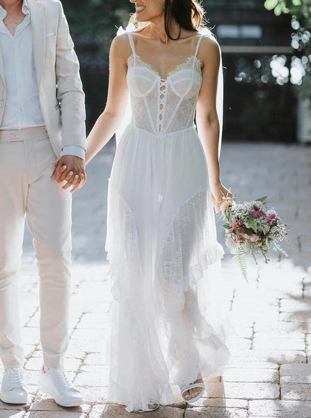 Boho Destination Bridal Dress,See Through Lace Wedding Dress,WS25103113