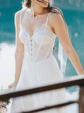 Boho Destination Bridal Dress,See Through Lace Wedding Dress,WS25103113
