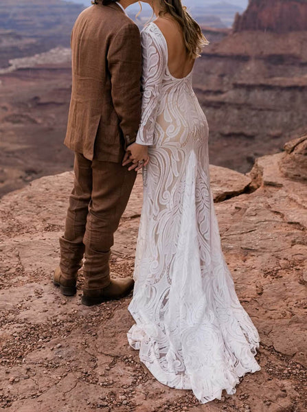 Lace Wedding Dress with Long Sleeve,Fit and Flare Wedding Dress,WS25103111, Black / US6 Lace Wedding Dress with Long Sleeve,Fit and Flare Wedding Dress,WS25103111, Black / US6