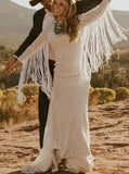 Open Back Lace Wedding Gown,Fringe Sleeve Wedding Dress,WS25103110