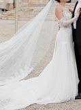 Luxurious Lace Wedding Dress,Fit And Flare Bridal Dress With Matching Gloves,WS25103108