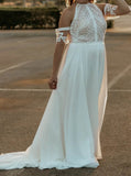 Jewel Neck Bridal Dress,Bohemian Wedding Dress With Detached Sleeve,WS25103106