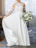 Jewel Neck Bridal Dress,Bohemian Wedding Dress With Detached Sleeve,WS25103106