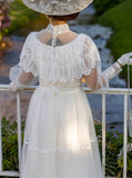Vintage Wedding Dress,Floor Length Bridal Dress With Sheer Long Sleeve,WS25103105
