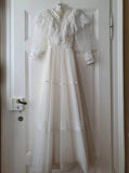 Vintage Wedding Dress,Floor Length Bridal Dress With Sheer Long Sleeve,WS25103105